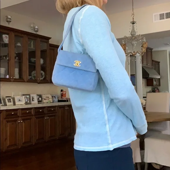 CHANEL Blue Mini Bag with Gold Accents - Picture 10 of 10